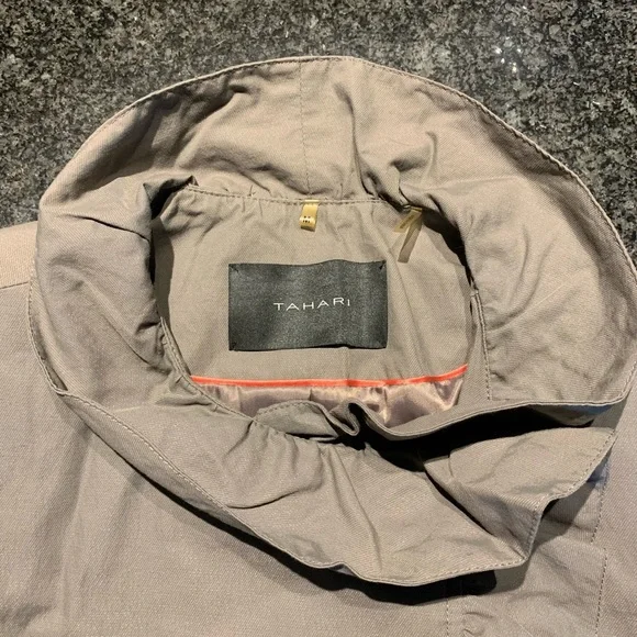 Tahari light Grey trench coat Size M - Picture 3 of 4